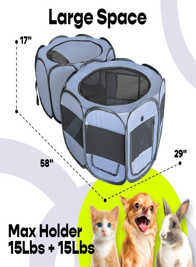 EighteenTek® 2-in-1 Pop up Pet Playpen, Assembly-Free, with Leakproof Pet Pee Pads,Portable Foldable Dog Tent Enclosure Indoor Outdoors Cats Puppy Kittens Small Animals Crates (S, 58" Lx29 Wx17 H) - Image 3