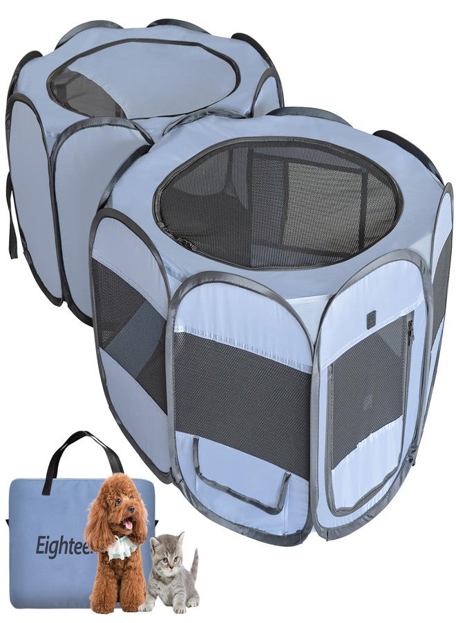 EighteenTek® 2-in-1 Pop up Pet Playpen, Assembly-Free, with Leakproof Pet Pee Pads,Portable Foldable Dog Tent Enclosure Indoor Outdoors Cats Puppy Kittens Small Animals Crates (S, 58" Lx29 Wx17 H) - Image 1