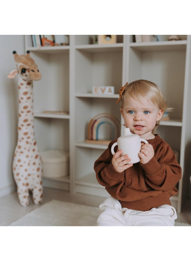 Kidsco كوب سيليكون للأطفال مع مقبض انتقال سهل، فوهة ناعمة وقشة. كوب تدريب غير سام وغير قابل للكسر بسعة 5 أونصات/150 مل (شوفان وكاكي) - Image 5