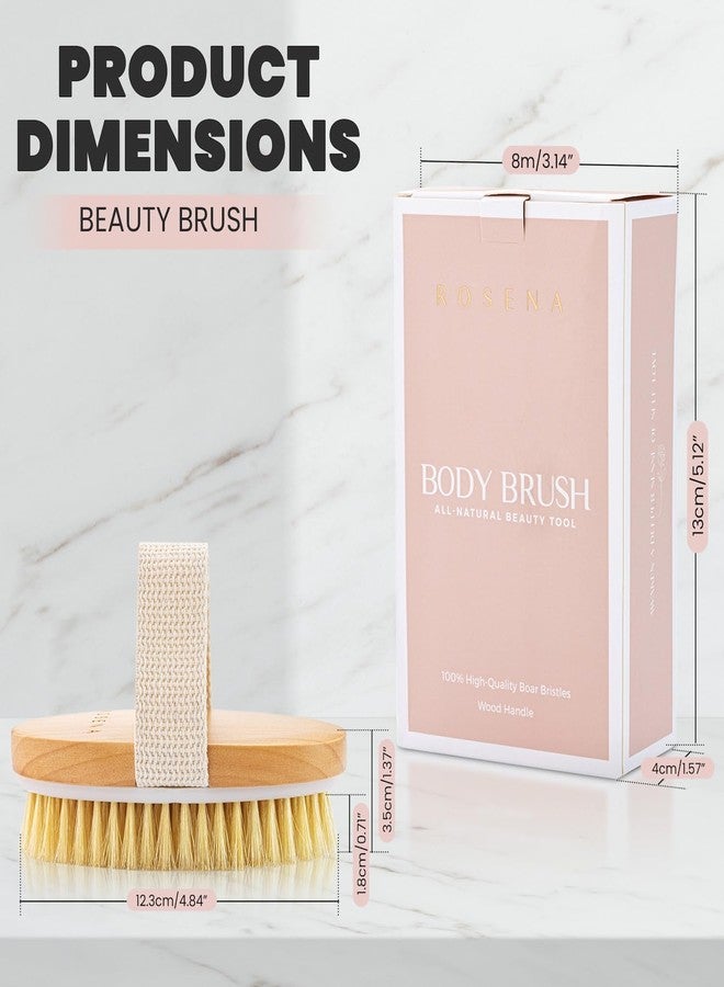 rosena Dry Brushing Body Brush - Best for Exfoliating Dry Skin, Lymphatic Drainage and Cellulite Treatment - Organic Spa Exfoliator and Massage Scrub Brush with Natural Boar Bristles (Oval) - Image 3