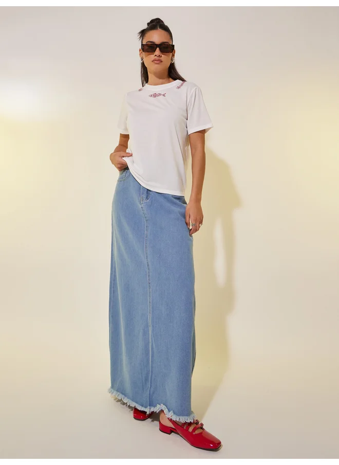Take Two Take Two Embroidered Round Neck T-Shirt