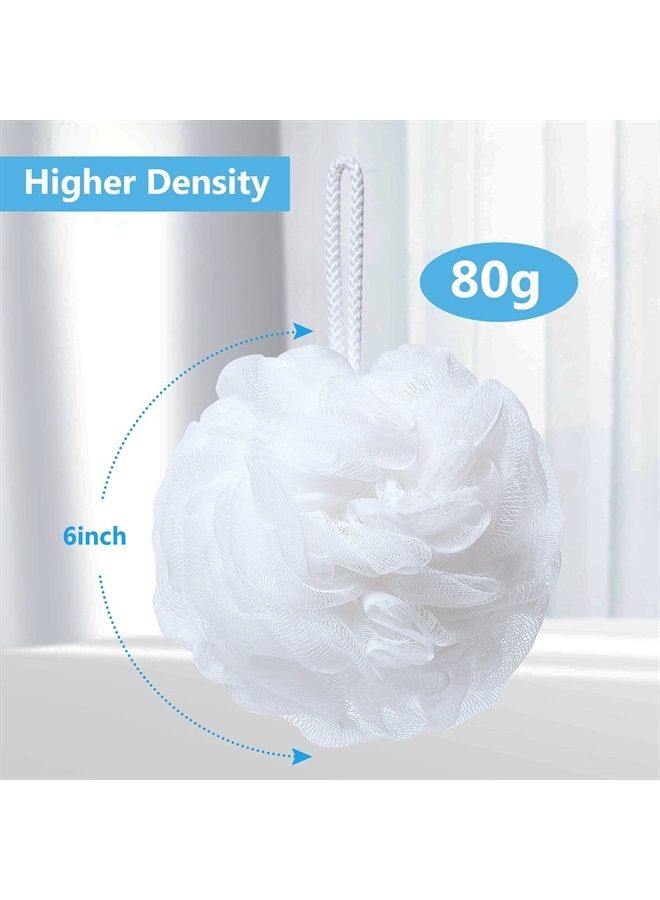 VANZAVANZU Bath Loofah Large 80g Shower Sponge Body Scrubber Mesh Pouf for Men and Women, Set of 4 (White) - Image 2