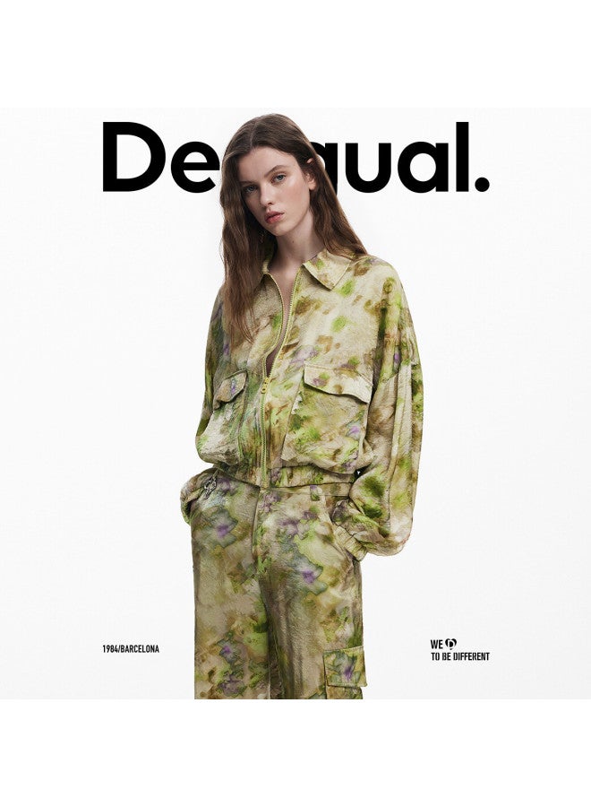 DESIGUAL ss25 Abstract Print Iridescent Utility-inspired Cropped Women's Jacket - Image 4