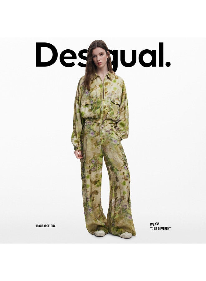 DESIGUAL ss25 Abstract Print Iridescent Utility-inspired Cropped Women's Jacket - Image 3