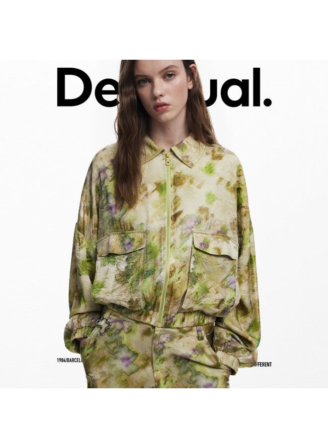 DESIGUAL ss25 Abstract Print Iridescent Utility-inspired Cropped Women's Jacket - Image 2