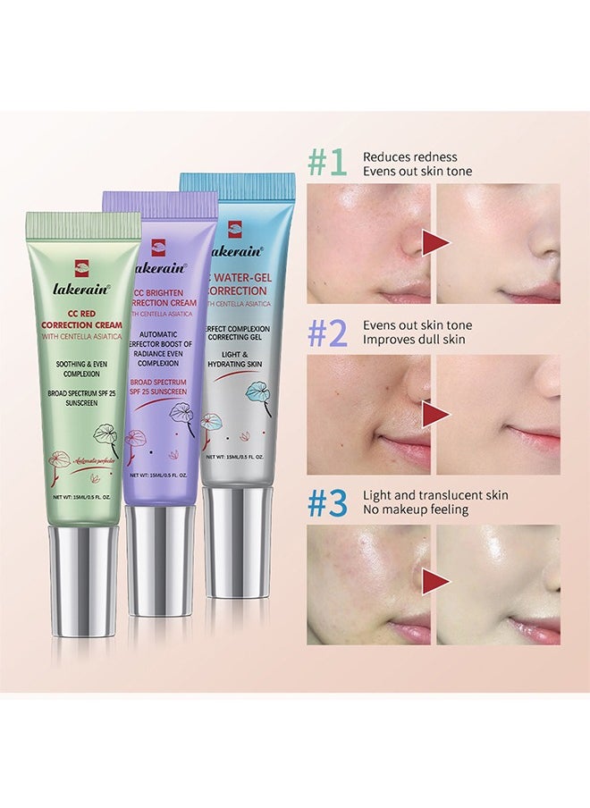 lakerain CC Red Correctiong Cream With Centella Asiatica - Pereect Complexion Correcting Gel , Light Hydrating Skin Concealer Full Coverage,Moisturizing Pre-Makeup Primer Brightening For Mature Skin #03  - Image 5