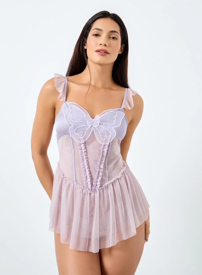 تايك تو تيدي شبكي بكشكش أمامي على شكل فراشة