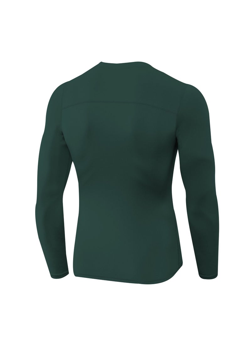 Loquat Men Quick Dry Breathable Long Sleeve T-Shirt Dark Green  - Image 2