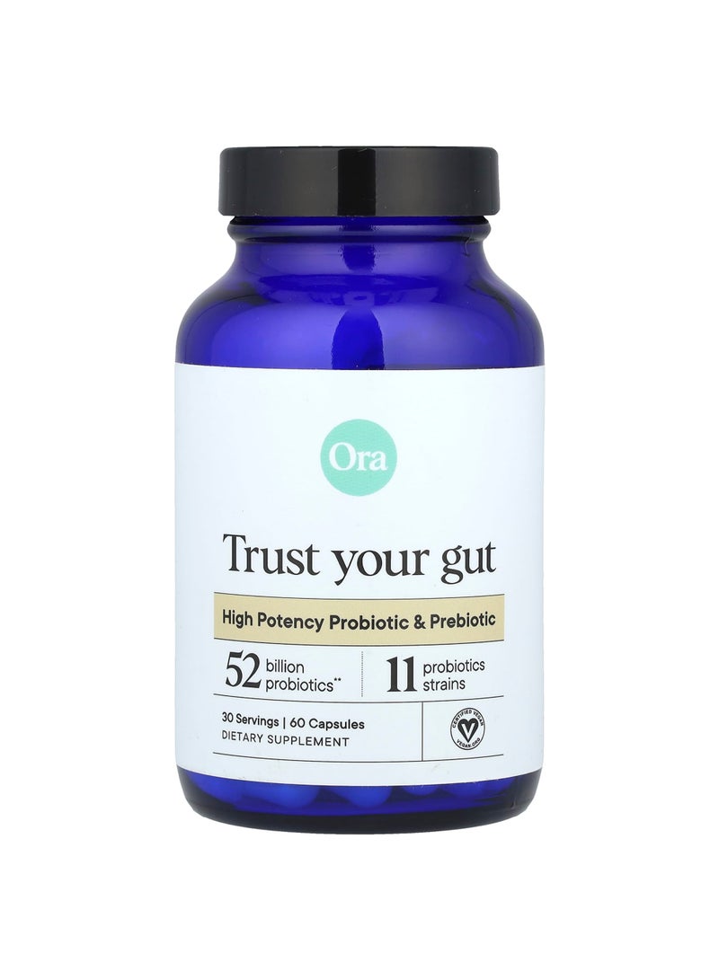 Trust Your Gut, High Potency Probiotic & Prebiotic, 60 Capsules
