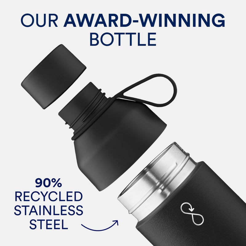 Ocean Bottle Big 34 oz | Stainless Steel Water Bottle | Reusable & Sustainable | Keeps Drinks Cold & Hot | Eco Friendly Gift (Obsidian Black) - Image 2