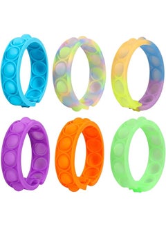 IBAMA 6Pcs Pop Bracelet Fidget Toy Fidget Bracelet Glow In The Dark Wearable Push Bubble Wristband Sensory Toys Hand Finger Press Toy Silicone Stress Reliever Toys For Kids Anxiety  - Image 1