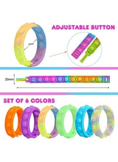 IBAMA 6Pcs Pop Bracelet Fidget Toy Fidget Bracelet Glow In The Dark Wearable Push Bubble Wristband Sensory Toys Hand Finger Press Toy Silicone Stress Reliever Toys For Kids Anxiety  - Image 3