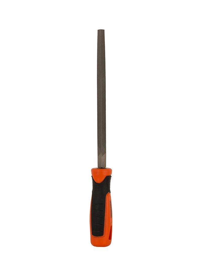BLACK+DECKER 200mm 2nd Cut Bimaterial Handle Steel Triangle File, Orange/Black - BDHT22147, Orange/Black - Image 2
