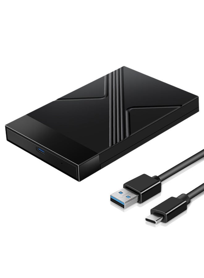 3.0 Mobile Hard Disk Box Notebook Serial SATA Solid State Drive SSD Screw-free 2.5 Inch USB-Colour:Twill Model-usb 3.1 Black With Data Cable  - Image 1