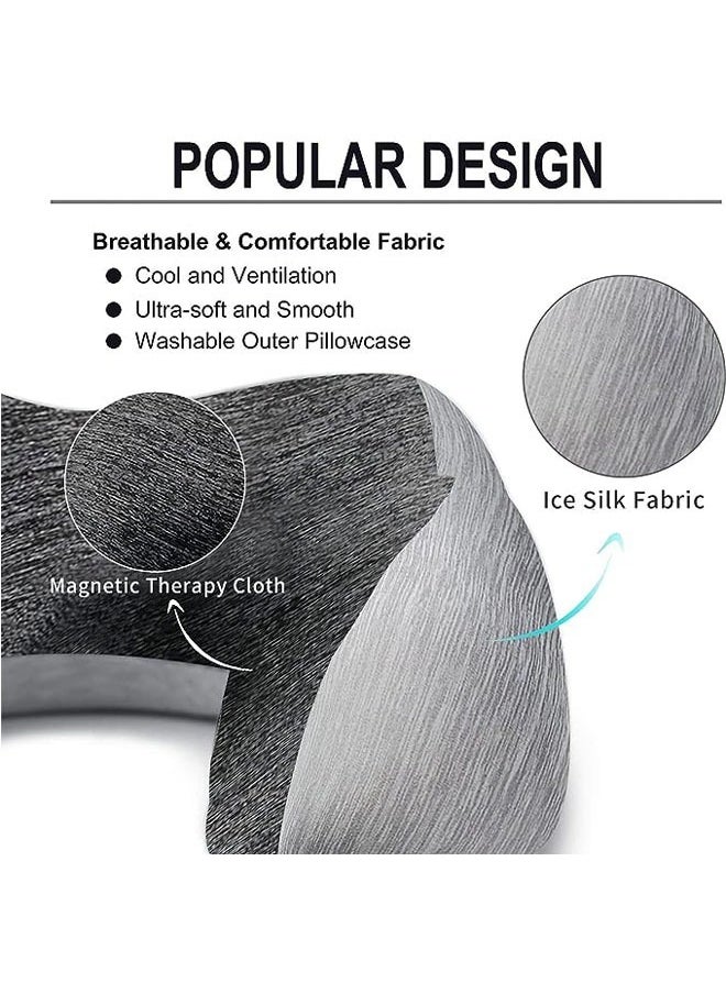 Arabest Travel Pillow 100% Memory Foam Pillow, Neck Pillow for Airplane, Neck & Head Support Pillow for Sleeping Rest & Car, Travel Pillows Kit with Storage Bag, Sleep Mask and Earplugs （Grey）  - Image 3
