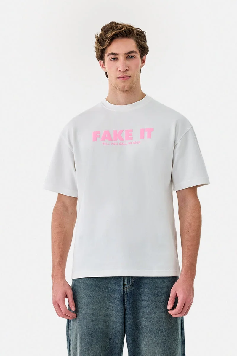 SNITCH White Graphic Half Sleeve Oversized Streetwear T-Shirt