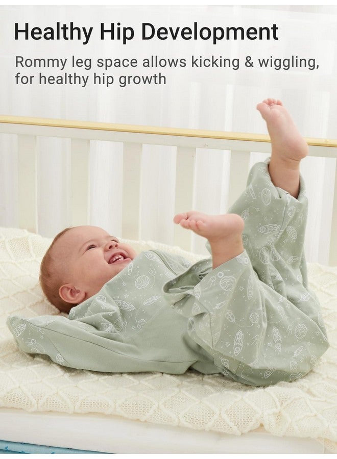 GROWNSY GROWNSY Transitional Swaddle Sleep Sack 3-6 Months, 100% Cotton Starfish Design Baby Swaddle Sack, Dual-Zipper for Easy Diaper Changes, Proper Hip Development & Openable Foot Button, 12-20lbs, Green  - Image 4