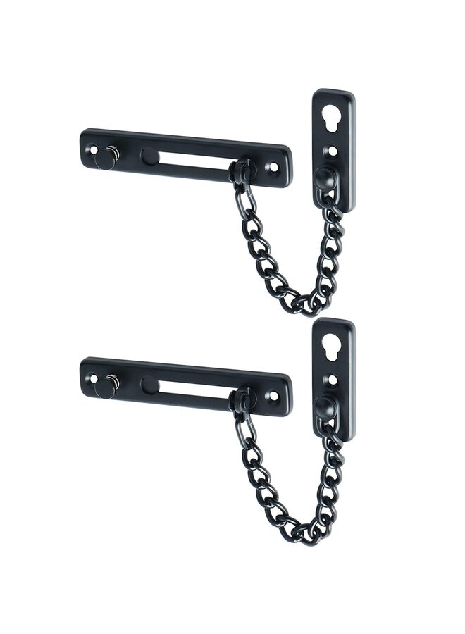Generic Chain Door Guard Lock?Door Chain Locks with Safety Spring Anti-Theft Press Latch,Chain Locks for Inside Door and Extra Front Door Lock, Matte Black(2 pack)(Black)  - Image 1