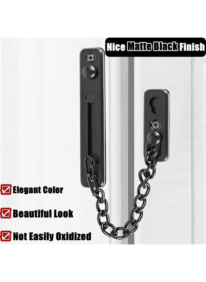 Generic Chain Door Guard Lock?Door Chain Locks with Safety Spring Anti-Theft Press Latch,Chain Locks for Inside Door and Extra Front Door Lock, Matte Black(2 pack)(Black)  - Image 2