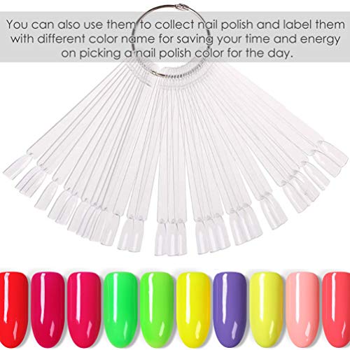 KINGMAS 150 Pcs Nail Swatches Sticks with Ring Clear Nail Art Color Display False Nail Tips Polish Practice Sticks 1150 Number Posted - Image 5