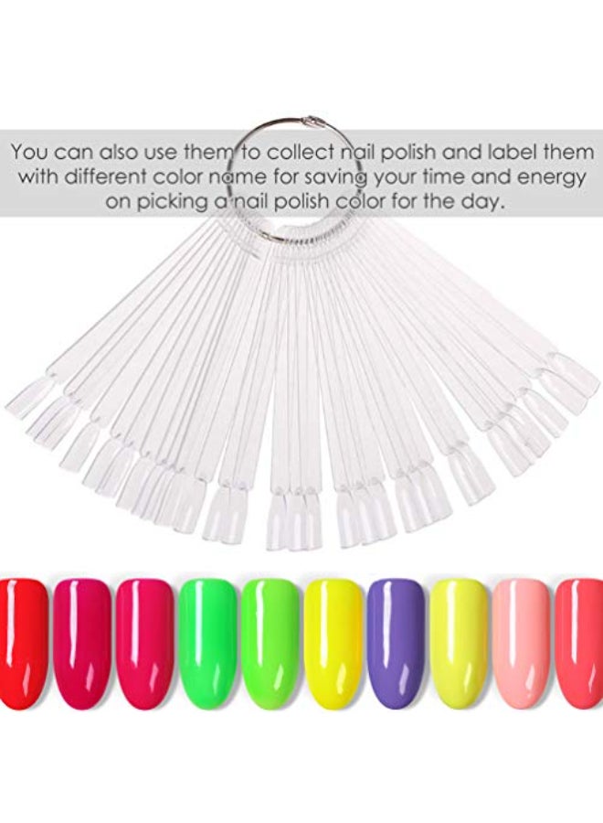 KINGMAS 150 Pcs Nail Swatches Sticks with Ring Clear Nail Art Color Display False Nail Tips Polish Practice Sticks 1150 Number Posted - Image 4