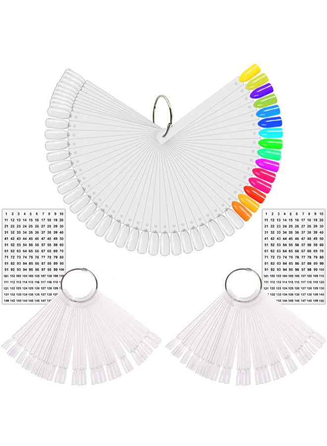 KINGMAS 150 Pcs Nail Swatches Sticks with Ring Clear Nail Art Color Display False Nail Tips Polish Practice Sticks 1150 Number Posted - Image 3