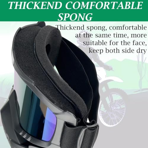 DLALA Goggle Mask - Anti-Scratch UV Protective Open Face Eyewear, Windproof Dirt Shield, Adjustable Strap, Soft Foam Padded, For Cycling, Bike, Racing, Unisex (Full Face Mask With Goggles for Bikers) - Image 4