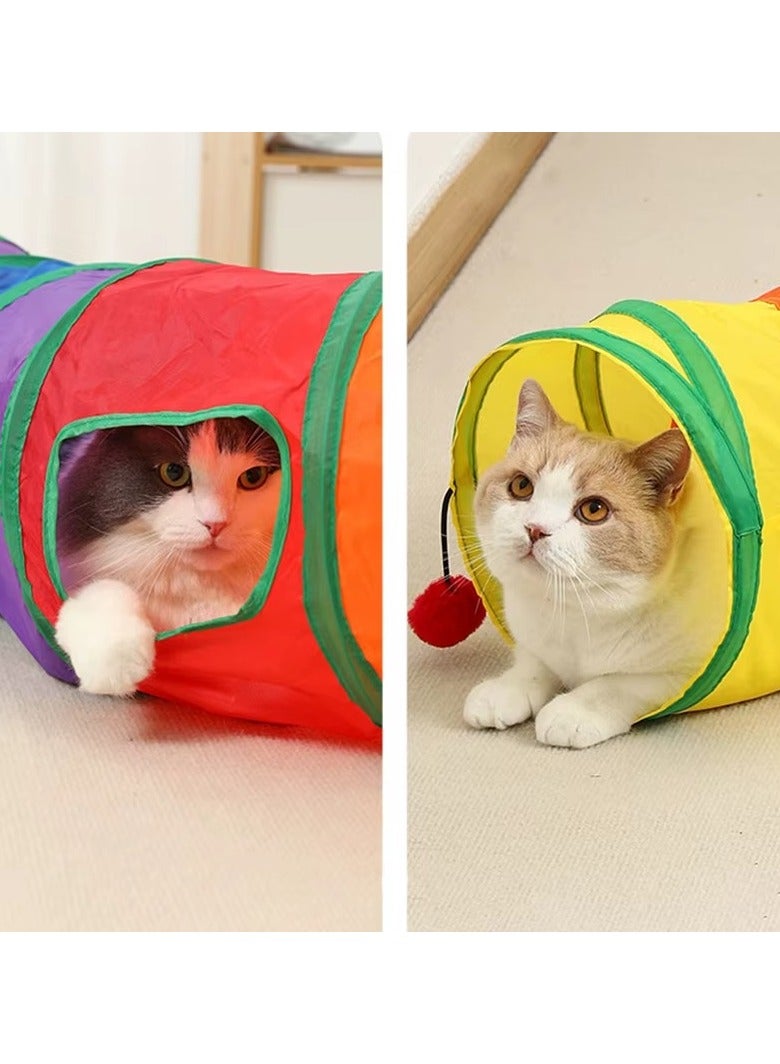 3 Way Cat Toys, Collapsible Pet Tube Indoor Outdoor Puppy Toys Puzzle Hide and Seek Exercise, 3 Way Training Toy - Image 2