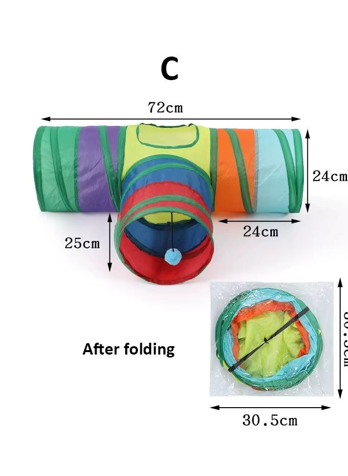 3 Way Cat Toys, Collapsible Pet Tube Indoor Outdoor Puppy Toys Puzzle Hide and Seek Exercise, 3 Way Training Toy - Image 5