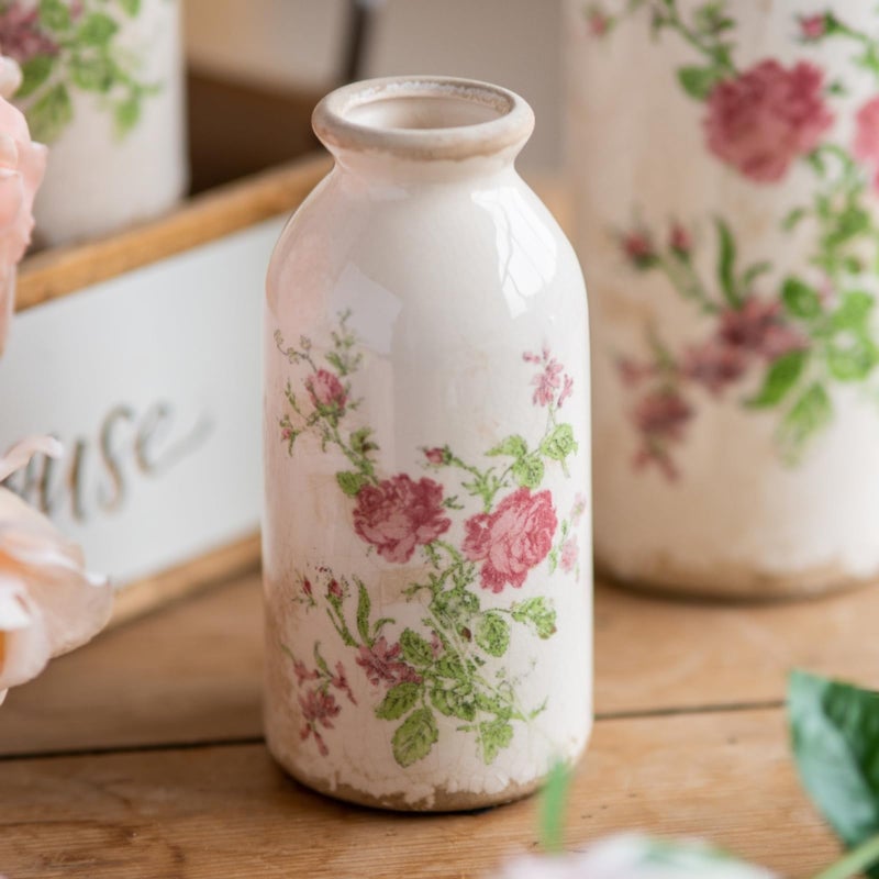 Teweiqi Ceramic Rustic Farmhouse Vase, Distressed Flower Vase for Home Decor, Ideal Shelf Decor, Boho Vase for Living Room Bedroom Kitchen Office Decor Centerpiece Table Decorations (6 inches) - Image 1