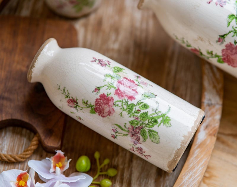 Teweiqi Ceramic Rustic Farmhouse Vase, Distressed Flower Vase for Home Decor, Ideal Shelf Decor, Boho Vase for Living Room Bedroom Kitchen Office Decor Centerpiece Table Decorations (6 inches) - Image 5