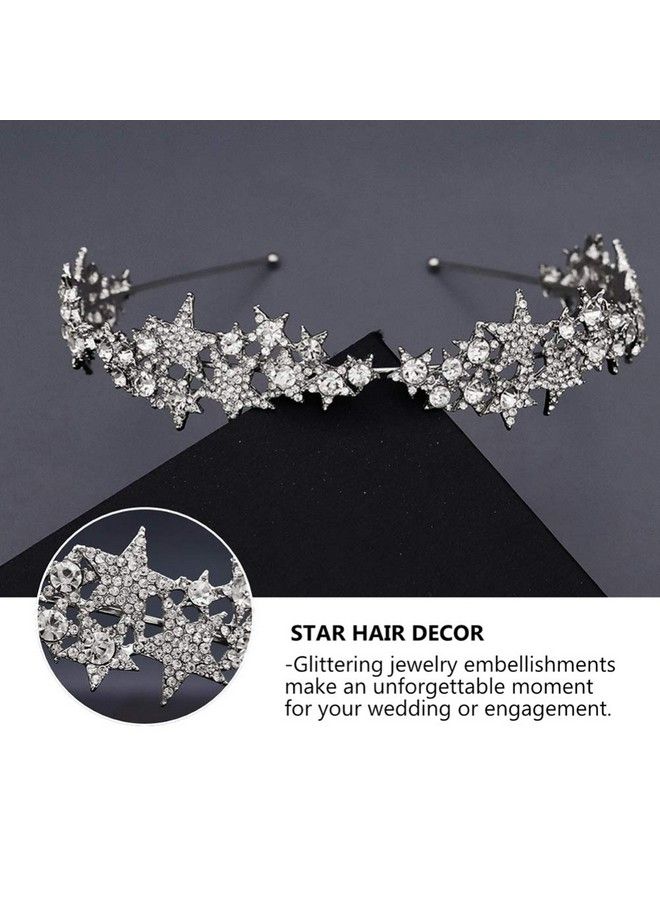 Beaupretty Rhinestone Hair Band Crystal Star Hair Hoop Bridal Crown Headband Wedding Tiara Headband Bridal Hair Accessories For Women Girls Brides - Image 5
