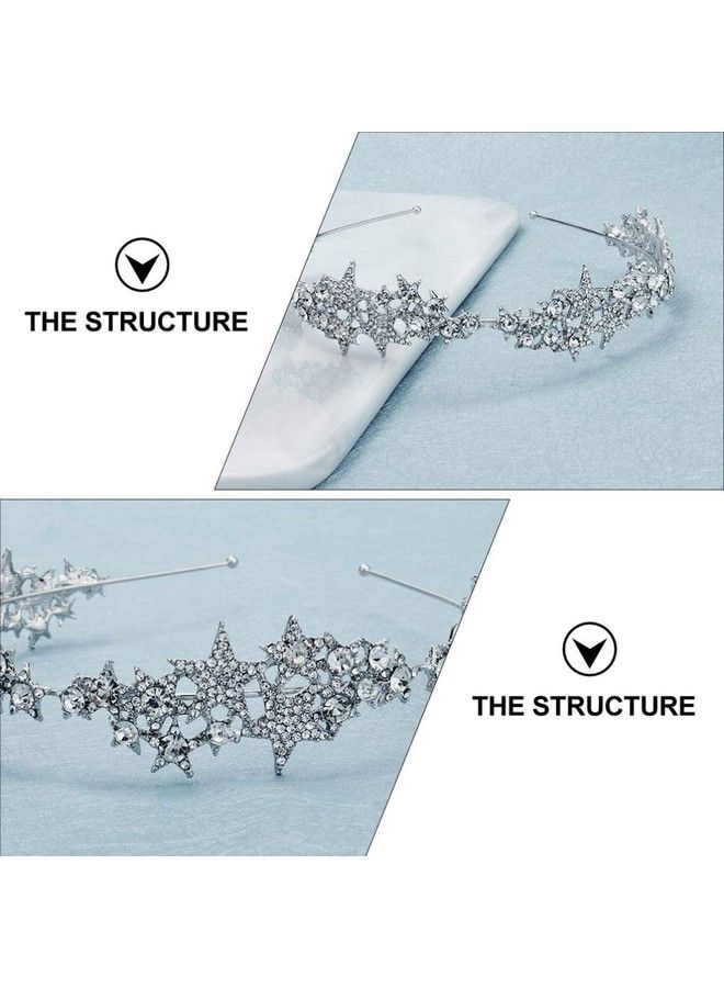 Beaupretty Rhinestone Hair Band Crystal Star Hair Hoop Bridal Crown Headband Wedding Tiara Headband Bridal Hair Accessories For Women Girls Brides - Image 3
