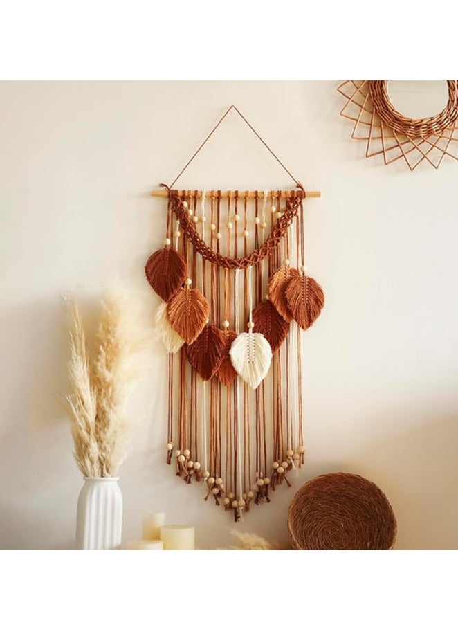 general Bohemian wall tapestries, handmade cotton thread woven leaf tapestries, bedrooms, living rooms, bathrooms, unpretentious room aesthetic decorations, weddings, ladies and girls' birthdays - Image 1