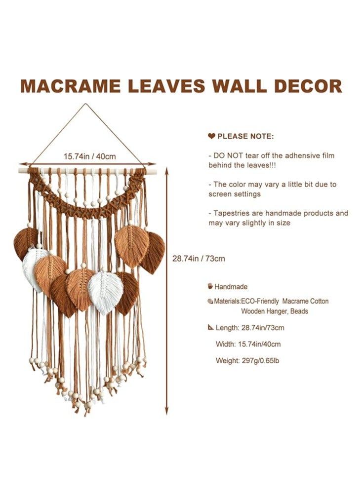 general Bohemian wall tapestries, handmade cotton thread woven leaf tapestries, bedrooms, living rooms, bathrooms, unpretentious room aesthetic decorations, weddings, ladies and girls' birthdays - Image 3