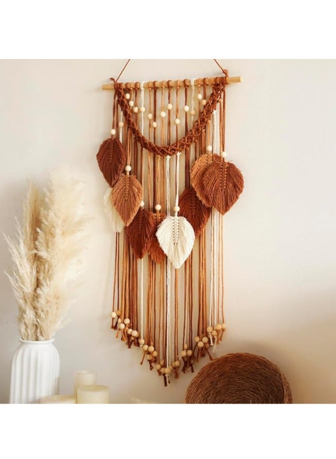 general Bohemian wall tapestries, handmade cotton thread woven leaf tapestries, bedrooms, living rooms, bathrooms, unpretentious room aesthetic decorations, weddings, ladies and girls' birthdays - Image 4