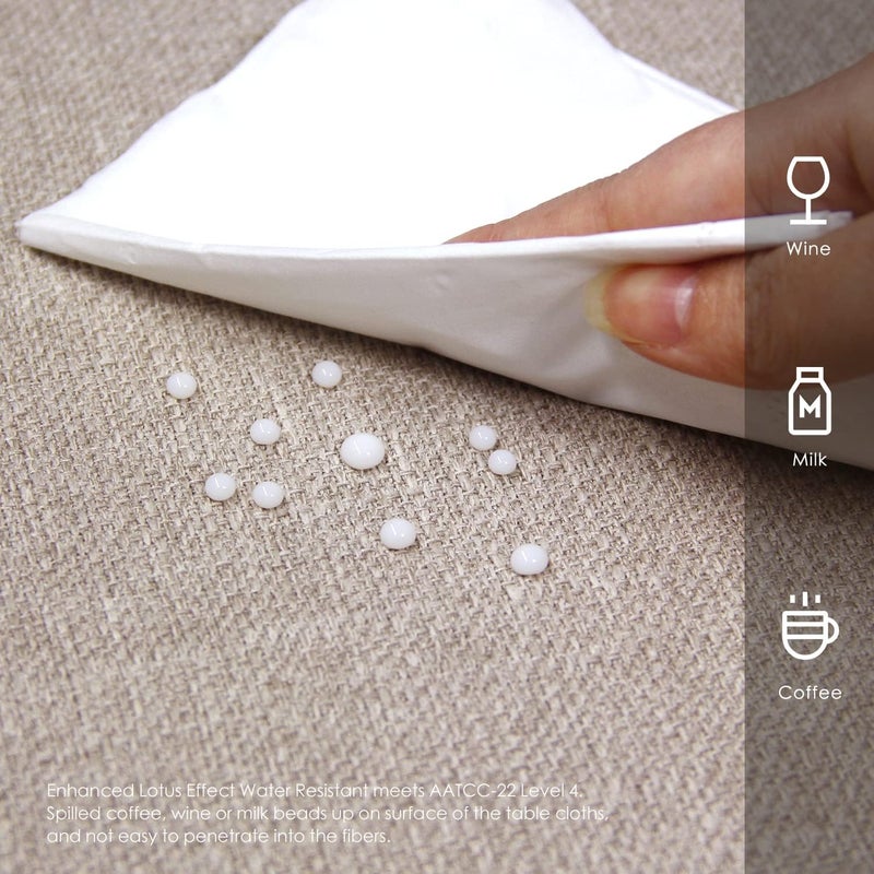 Rectangle Tablecloth - Washable, Wrinkle Resistant, Waterproof - Decorative Linen Fabric for Dining, Parties, Kitchen, Weddings, and Outdoor Use (Beige, 57x85 inches) - Image 3