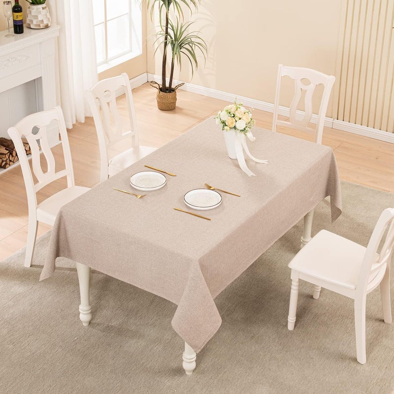 Rectangle Tablecloth - Washable, Wrinkle Resistant, Waterproof - Decorative Linen Fabric for Dining, Parties, Kitchen, Weddings, and Outdoor Use (Beige, 57x85 inches) - Image 5