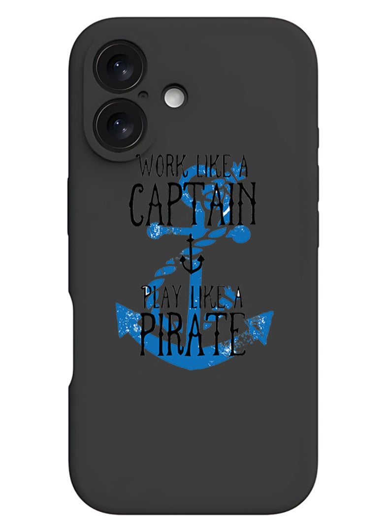 Theodor iPhone 16 Plus Black Protective Slim Fit Case Liquid Silicone Cover with Full Body Protection Anti-Scratch Shockproof Case For iPhone - Work like a Captain - Image 1