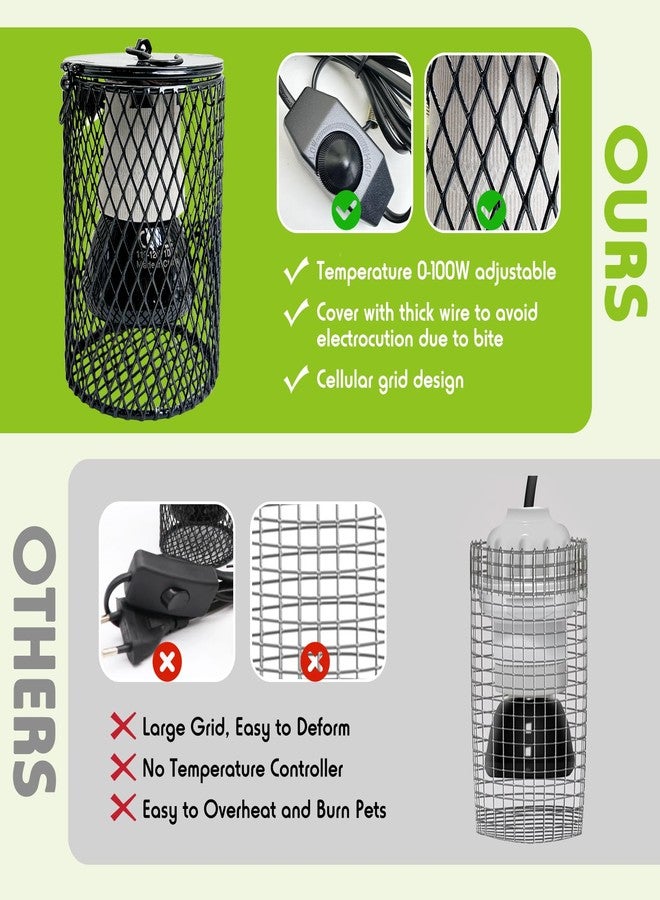 Hamiledyi Ceramic Heat Lamp Bulb with Lampshade Reptile Heat Lamp Guard Adjustable Heat Lamp from 0-100W Bird Cage Heater Anti-Scald Heating Bulb No Light Emitter for Reptile Bearded Dragon Turtle - Image 3