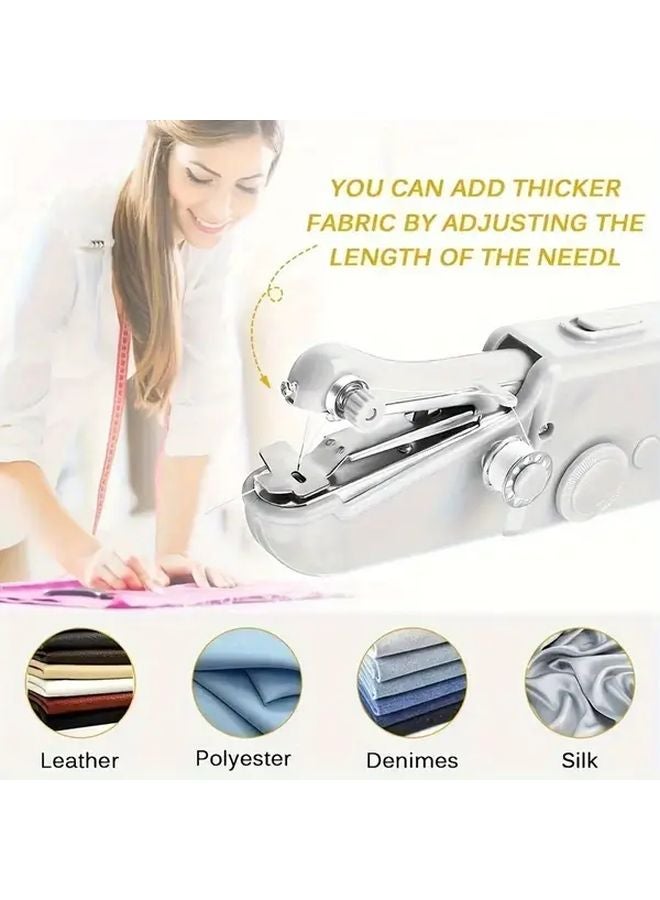 Portable Handheld Sewing Machine White Compact Quick Stitch Tool For Fabric Clothing Repair - Image 2