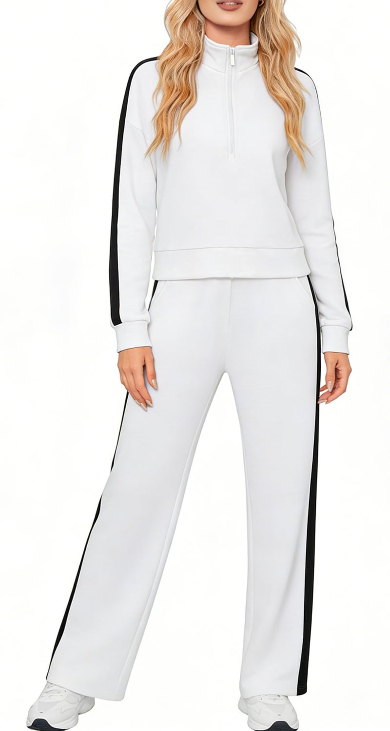 Yiershu Two Piece Sets for Women 2026 Fashion Sweatsuit Going Out Outfits Womens Loungewear Set Gym Sweatshirt(White,XL) - Image 1