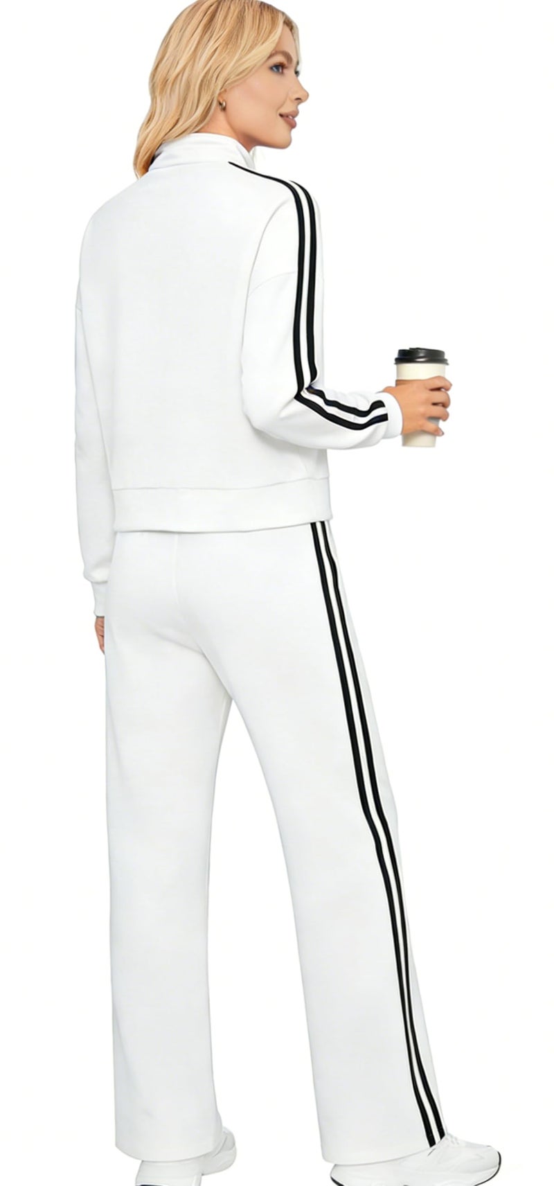 Yiershu Two Piece Sets for Women 2026 Fashion Sweatsuit Going Out Outfits Womens Loungewear Set Gym Sweatshirt(White,XL) - Image 4