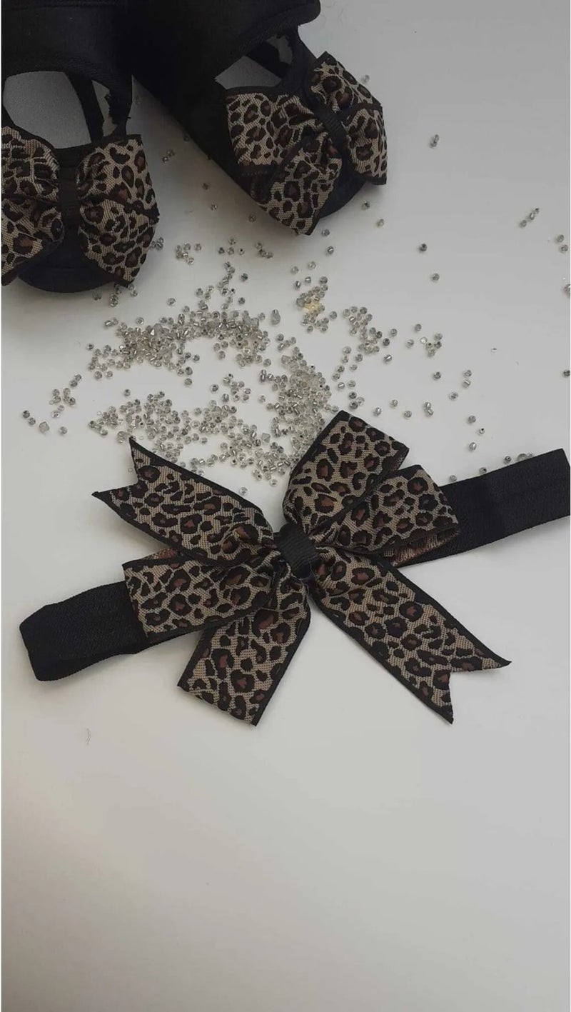 Bilge Trend Leopard Patterned Baby Booties and Bandana Set Baby Shoes Bandana Set - Image 3