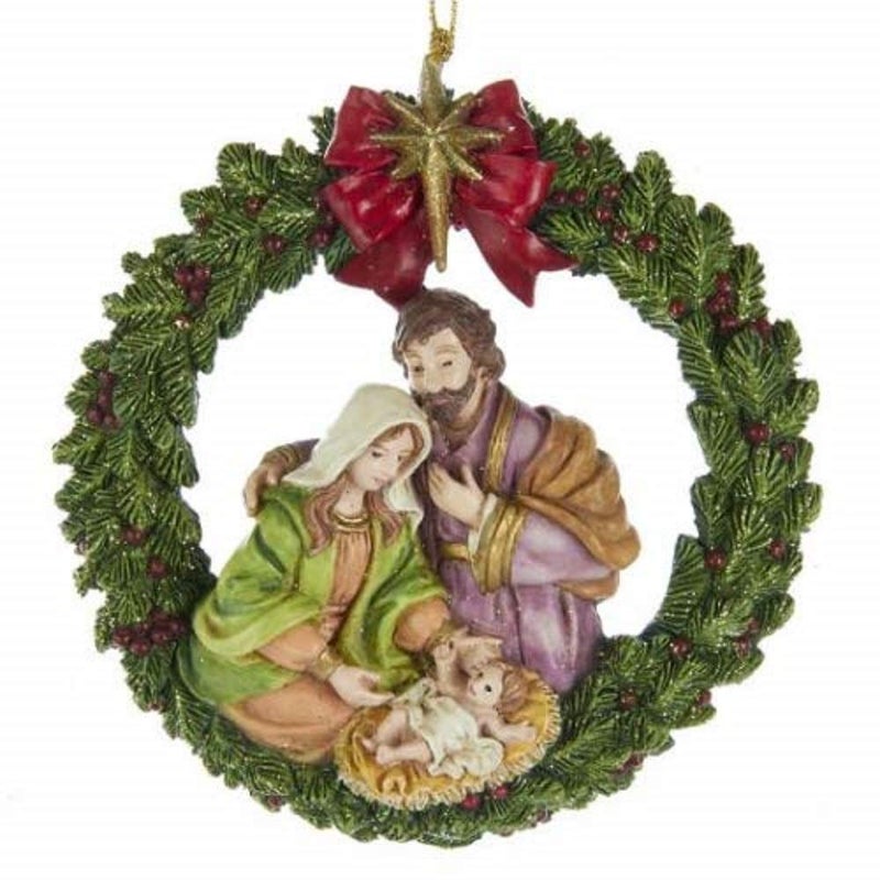 Kurt Adler Nativity Wreath Christmas Tree Ornament E0292 New