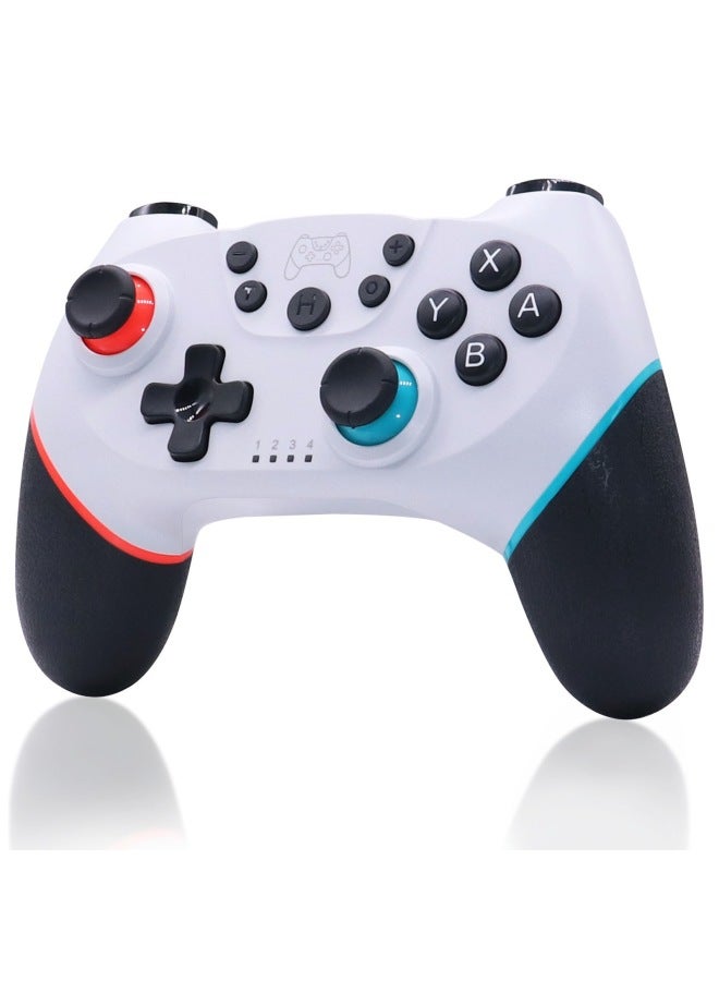 Nintendo Switch Pro Bluetooth Wireless Game Controller Vibration For Ns Lite Call Function Digital Computer Gaming Joystick-Product Color:White Left Red Right Blue  - Image 1