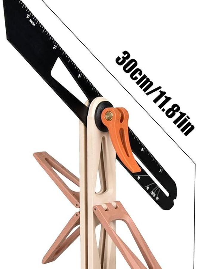 مسطرة قياس خشبية بلون الكريم، أداة تحديد زوايا منزلقة، منقلة، دليل علامات ذيل الحمام - Image 5