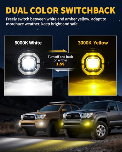 CAFOPAR Dual Color Fog Lights with Halo Ring White DRL Fit for Ta-coma 2005-2011/Tundra 2007-2013/Solara 2004-2006/Sequoia 2008-2015 Ideal for All-Weather Conditions, Pack of 2 - Image 3