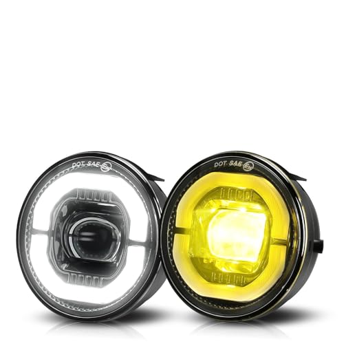 CAFOPAR Dual Color Fog Lights with Halo Ring White DRL Fit for Ta-coma 2005-2011/Tundra 2007-2013/Solara 2004-2006/Sequoia 2008-2015 Ideal for All-Weather Conditions, Pack of 2 - Image 1