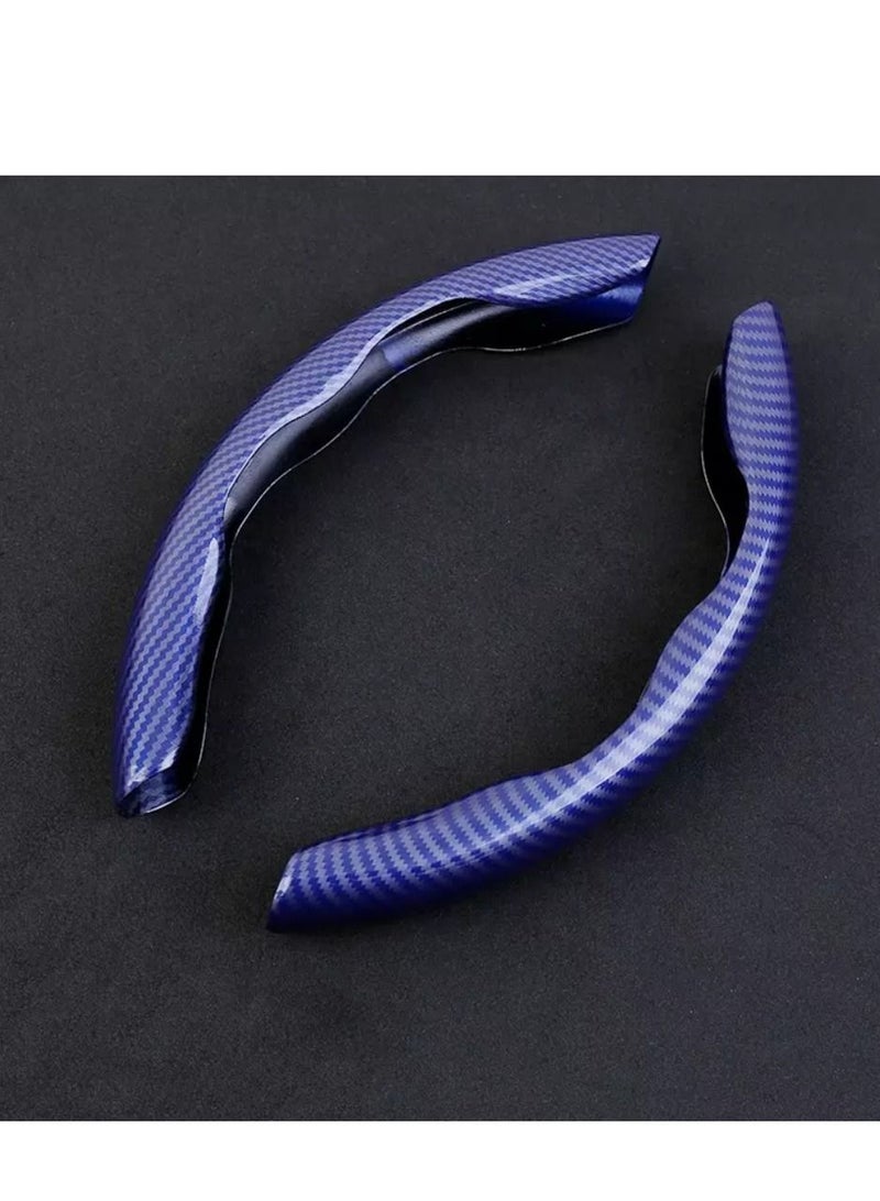 Yuwell Carbon Fiber Steering Wheel Cover For Unisex Safe And Non Slip Car Steering Cover Universal Fit Car Steering Wheel Protector Carbon Texture For Auto Truck Van SUV Blue  - Image 1